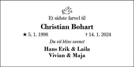 Dødsannoncen for Christian Bohart - Herning