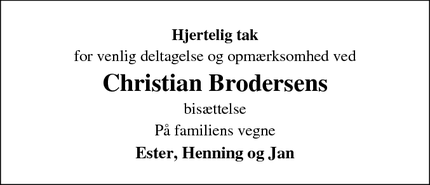 Taksigelsen for Christian Brodersen - Hoptrup