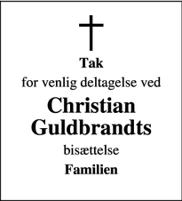 Taksigelsen for Christian
Guldbrandts - Middelfart