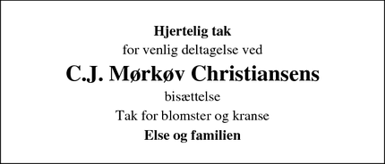 Taksigelsen for C.J. Mørkøv Christiansens - Karlebo