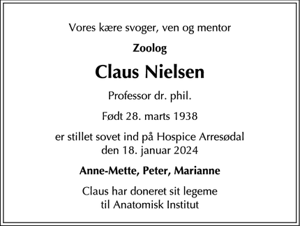 Dødsannoncen for Claus Nielsen - rødovre