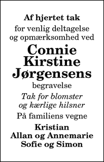 Taksigelsen for Connie
Kirstine
Jørgensen - Hobro