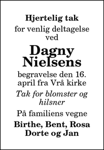 Taksigelsen for Dagny Nielsens - Aalborg Øst