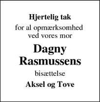 Taksigelsen for Dagny Rasmussens - Aalborg SV