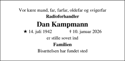 Dødsannoncen for Dan Kampmann - Kgs. Lyngby