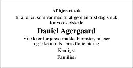 Taksigelsen for Daniel Agergaard - Helsingør