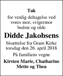 Taksigelsen for Didde Jakobsens - Branderup J