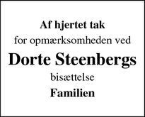 Taksigelsen for Dorte Steenbergs - Hvalsø