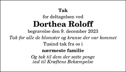 Taksigelsen for Dorthea Roloff - Hobro