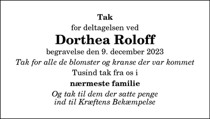Taksigelsen for Dorthea Roloff - Hobro