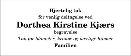 Taksigelsen for Dorthea Kirstine Kjær - Thisted