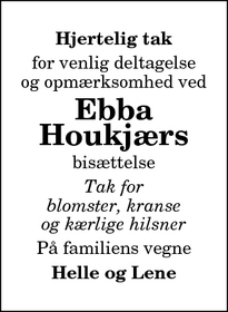 Taksigelsen for Ebba Houkjærs - Ålbæk