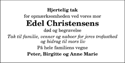 Taksigelsen for Edel Christensens - Vrå