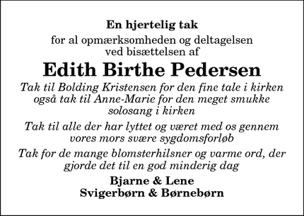 Taksigelsen for Edith Birthe Pedersen - Brønderslev