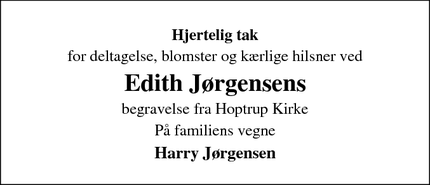 Taksigelsen for Edith Jørgensens - Haderslev