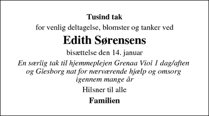 Taksigelsen for Edith Sørensen - Grenaa