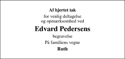 Taksigelsen for Edvard Pedersen - Bækmarksbro