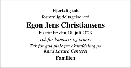 Taksigelsen for Egon Jens Christiansen - Ringsted