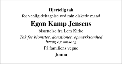 Taksigelsen for Egon Kamp Jensens - Lem St.