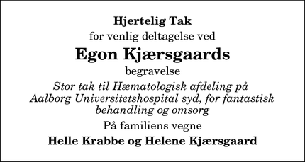 Taksigelsen for Egon Kjærsgaards - Vennebjerg