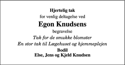 Taksigelsen for Egon Knudsens - Oksbøl