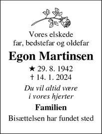 Dødsannoncen for Egon Martinsen - Allingåbro