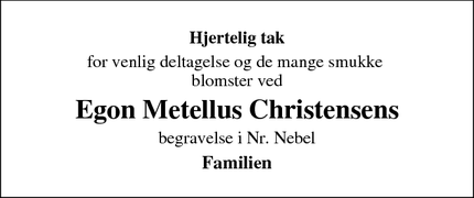 Taksigelsen for Egon Metellus Christensens - Nørre Nebel