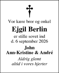Dødsannoncen for Ejgil Berlin - Neksø 