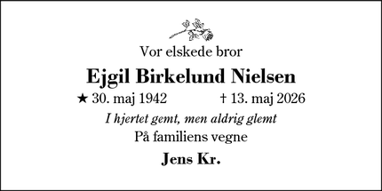 Dødsannoncen for Ejgil Birkelund Nielsen - Herning