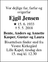 Dødsannoncen for Ejgil Jensen - Aarhus