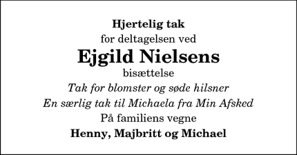 Dødsannoncen for Ejgild Nielsens - RISSKOV