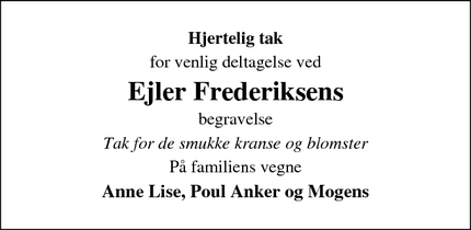 Taksigelsen for Ejler Frederiksen - Horsens