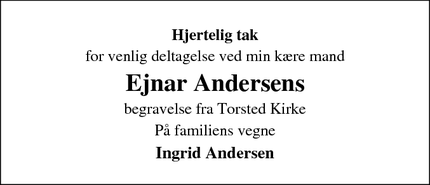 Taksigelsen for Ejnar Andersen - Ulfborg