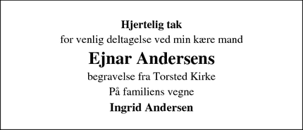 Taksigelsen for Ejnar Andersen - Ulfborg