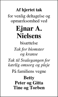 Taksigelsen for Ejnar A.
Nielsen - Struer