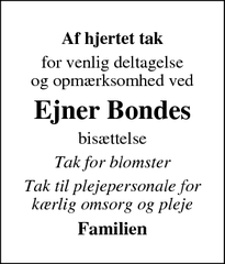 Taksigelsen for Ejner Bondes - Barrit
