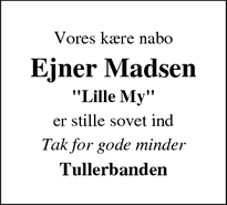 Dødsannoncen for Ejner Madsen - Ikast