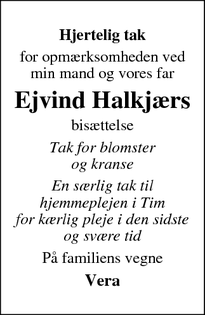 Taksigelsen for Ejvind Halkjærs - Herning