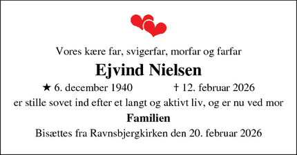 Dødsannoncen for Ejvind Nielsen - København Ø