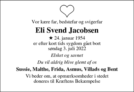 Dødsannoncen for Eli Svend Jacobsen - Struer