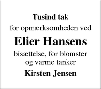 Taksigelsen for Elier Hansens - Frederiksværk 