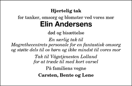 Taksigelsen for Elin Andersen - Maribo