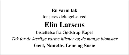 Taksigelsen for Elin Larsen - Aulum