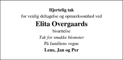 Taksigelsen for Elita Overgaards - Frederikssund