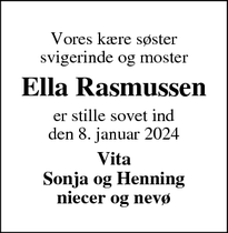 Dødsannoncen for Ella Rasmussen - Engesvang