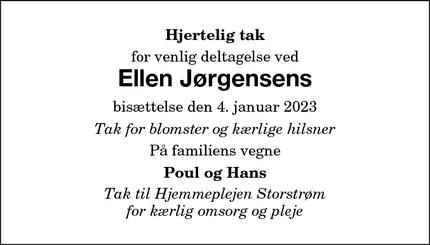 Taksigelsen for Ellen Jørgensen - Eskilstrup