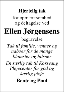 Taksigelsen for Ellen Jørgensens - Assens