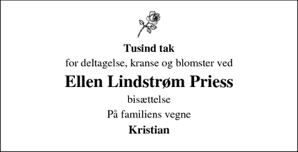 Taksigelsen for Ellen Lindstrøm Prie - 8881 Thorsø