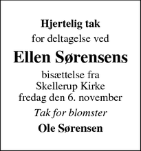 Taksigelsen for Ellen Sørensens - Utterslev