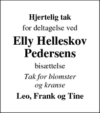 Taksigelsen for Elly Helleskov
Pedersens - Kerteminde